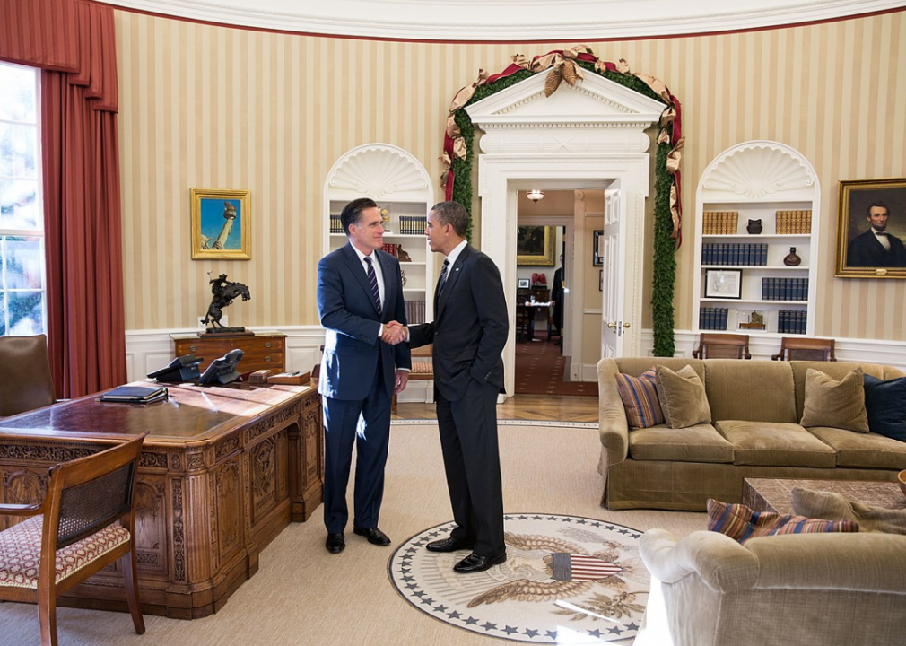 2012: Mitt Romney loses the presidential election to Barack Obama